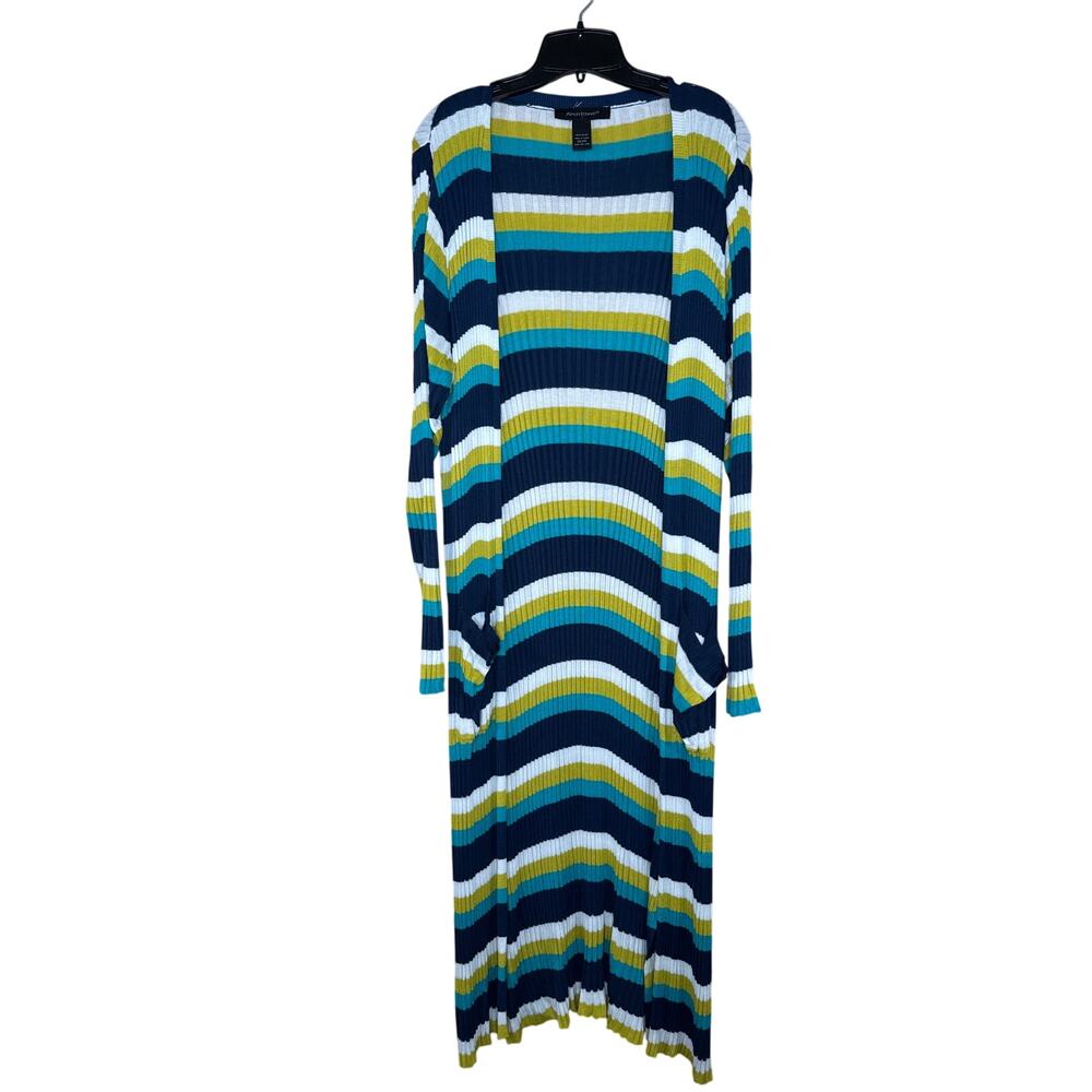 Ashley Stewart Boho Festival Open Front Long Cardigan Retro Sweater Size 22/24